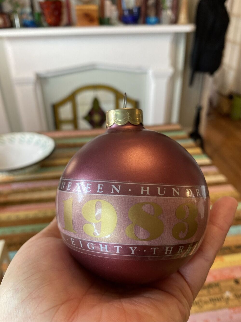 Hallmark Keepsake Christmas Glass Ball 1983 Ornament Vintage Box